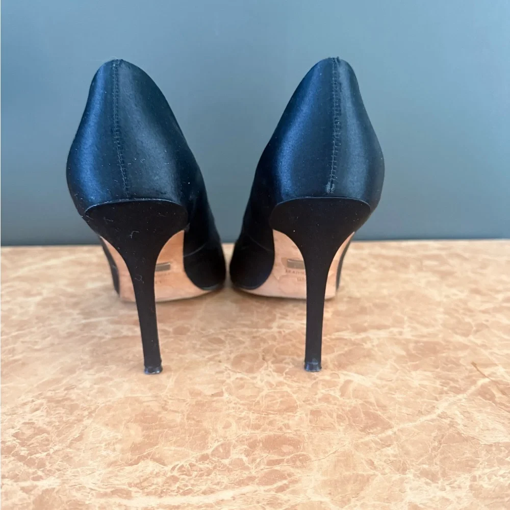 Badgley Mischka Black Satin Embellished Heels - Picture 3 of 11